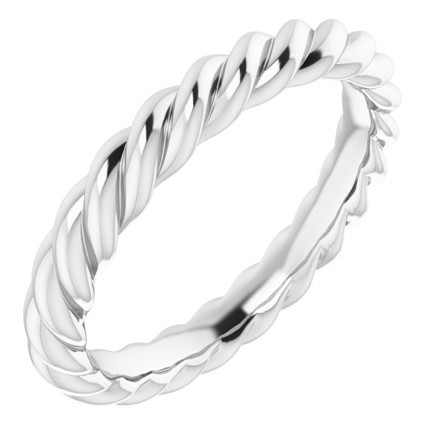 18K White 3 mm Skinny Rope Band Size 6