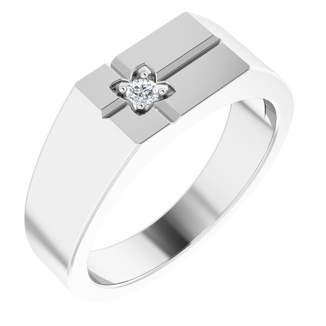 Sterling Silver .06 CTW Natural Diamond Cross Ring
