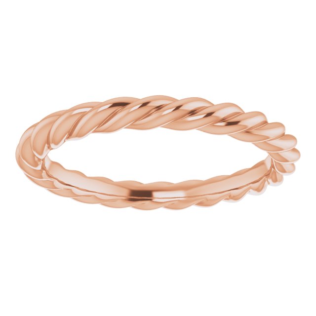 14K Rose 3 mm Skinny Rope Band Size 7