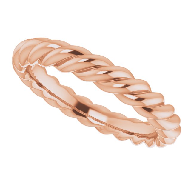 14K Rose 3 mm Skinny Rope Band Size 5