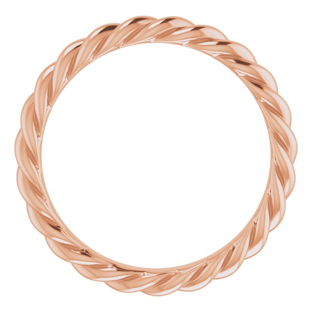 10K Rose 3 mm Skinny Rope Band Size 8.5