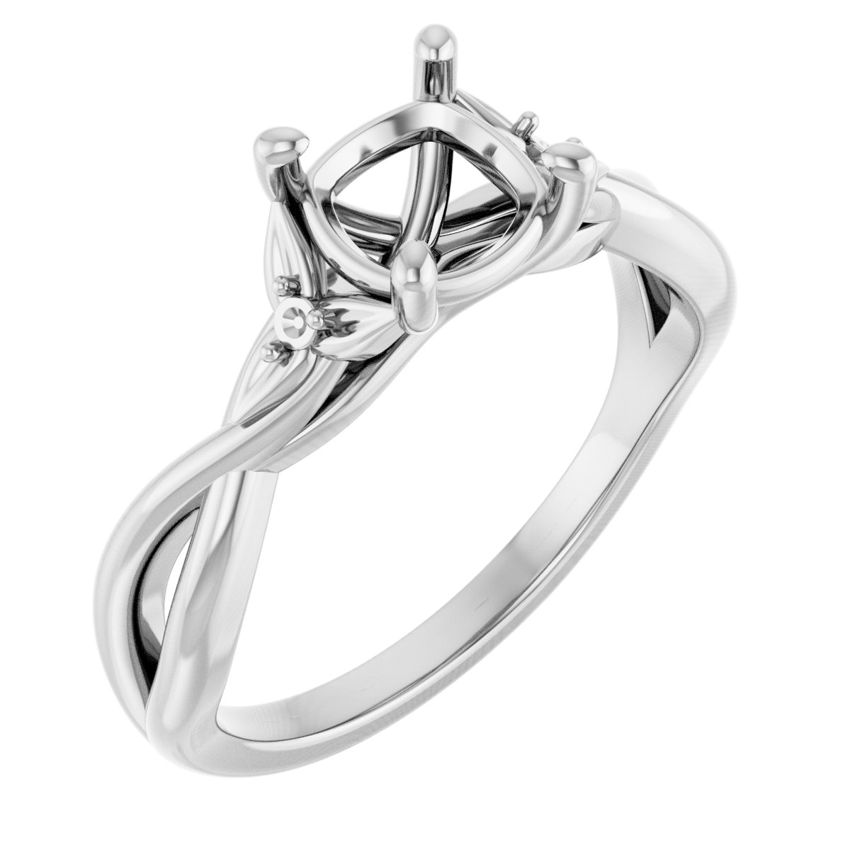 Accented Floral Engagement Ring