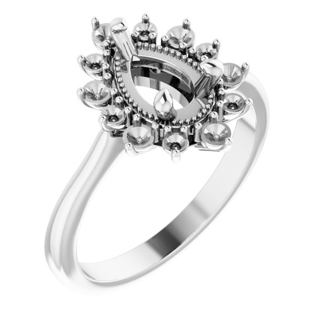 14K White 8x5 mm Pear 1/3 CTW Natural Diamond Semi-Set Engagement Ring