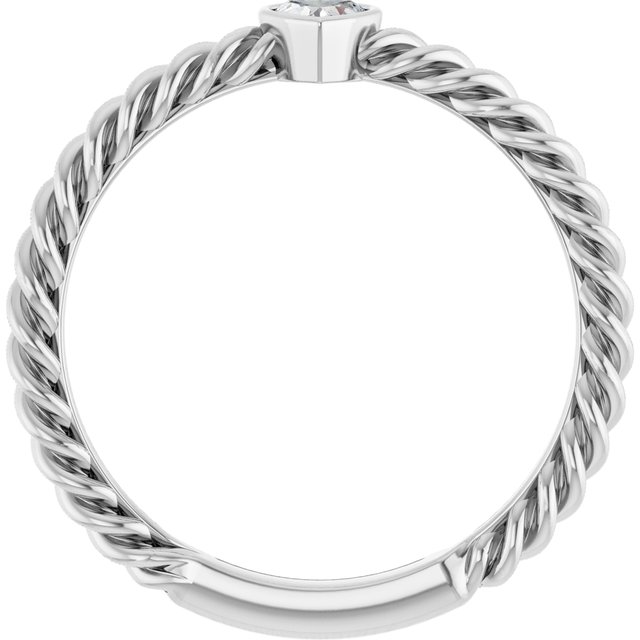 Sterling Silver 1/6 CT Natural Diamond Bezel-Set Rope Ring