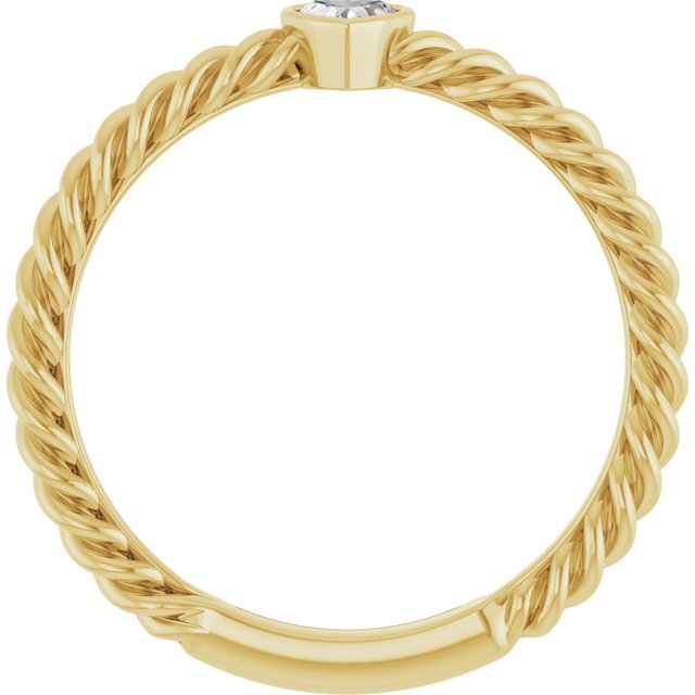 14K Yellow 1/6 CT Diamond Bezel-Set Rope Ring