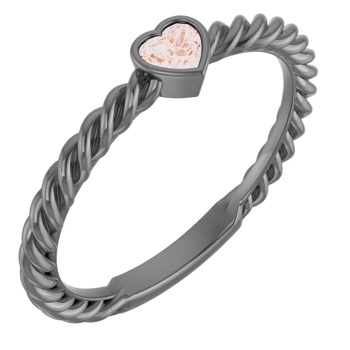 14K Rose 1/6 CT Natural Diamond Bezel-Set Rope Ring