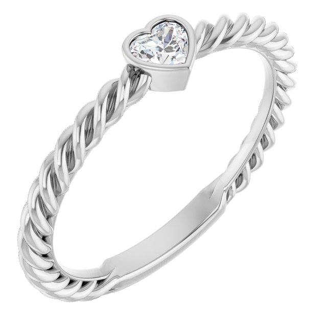 Sterling Silver 1/6 CT Diamond Bezel-Set Rope Ring