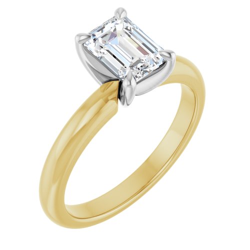 14K Yellow/White Emerald 1 1/4 ct Engagement Ring