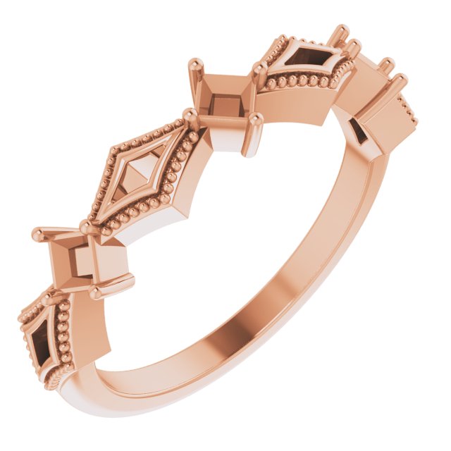Milgrain Geometric Three-Stone Anniversary Band