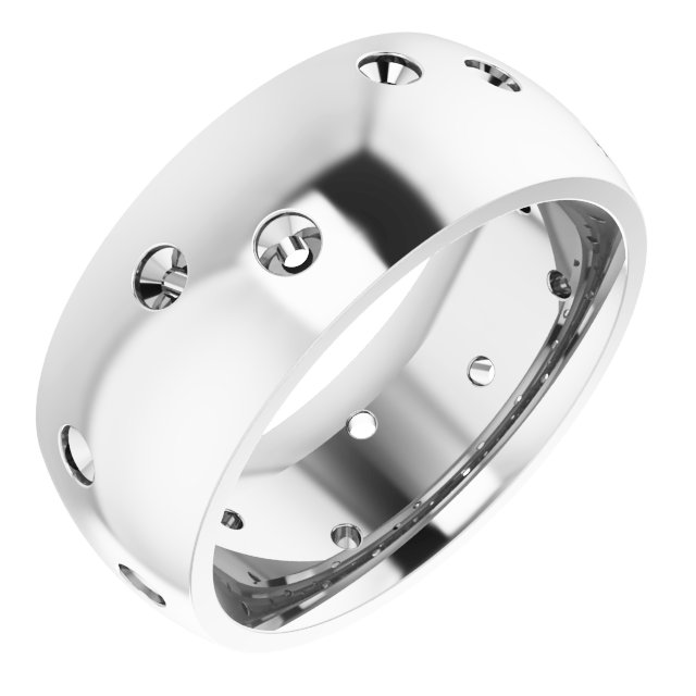 Scattered Comfort-Fit Half Round Eternity Band
