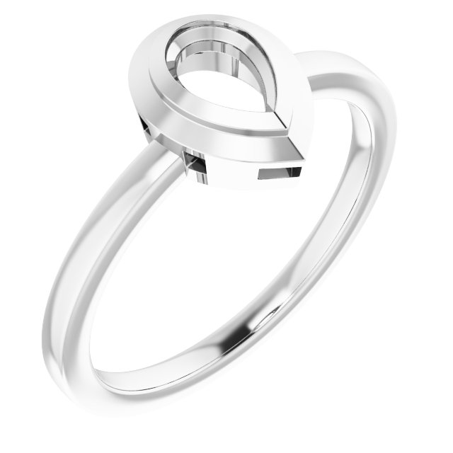 14K White 6x4 mm Pear Ring Mounting