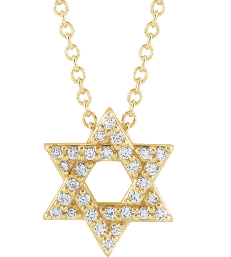 14K Yellow 1/10 CTW Natural Diamond Star of David 16-18" Necklace