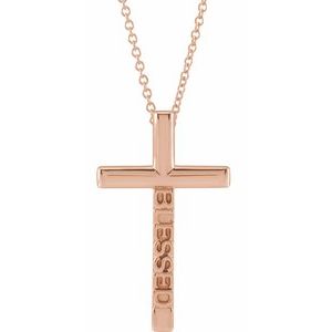 14K Rose 25x15.05 mm Blessed Cross 16-18" Necklace