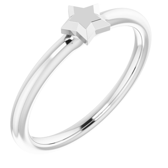 Platinum Stackable Star Ring