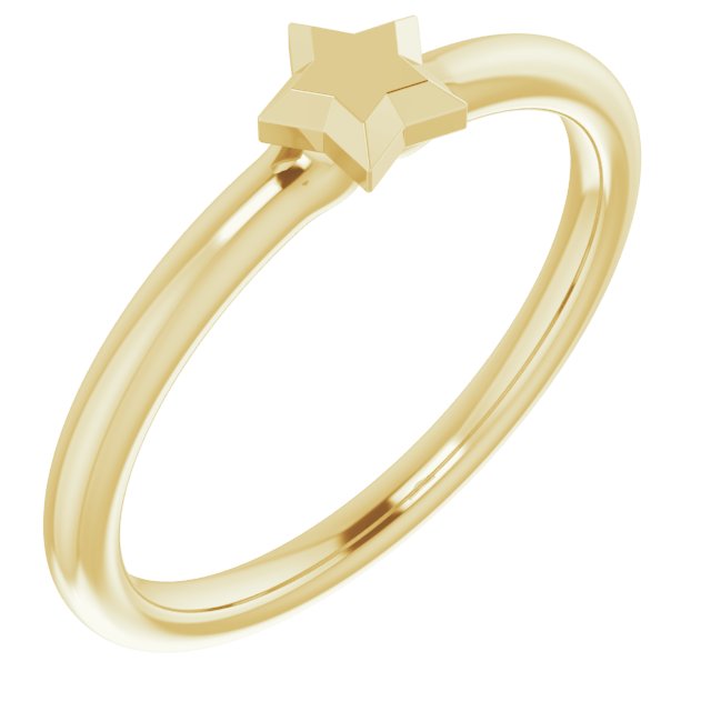14K Yellow Stackable Star Ring