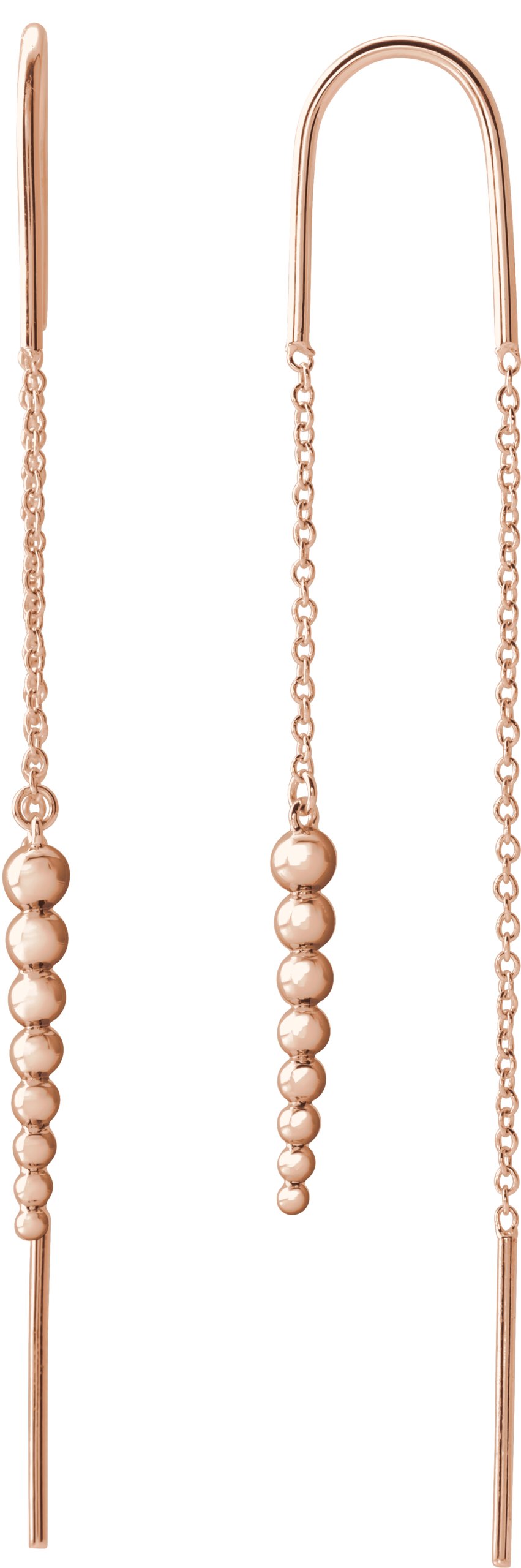 14K Rose 50.8 mm Beaded Chain Earrings