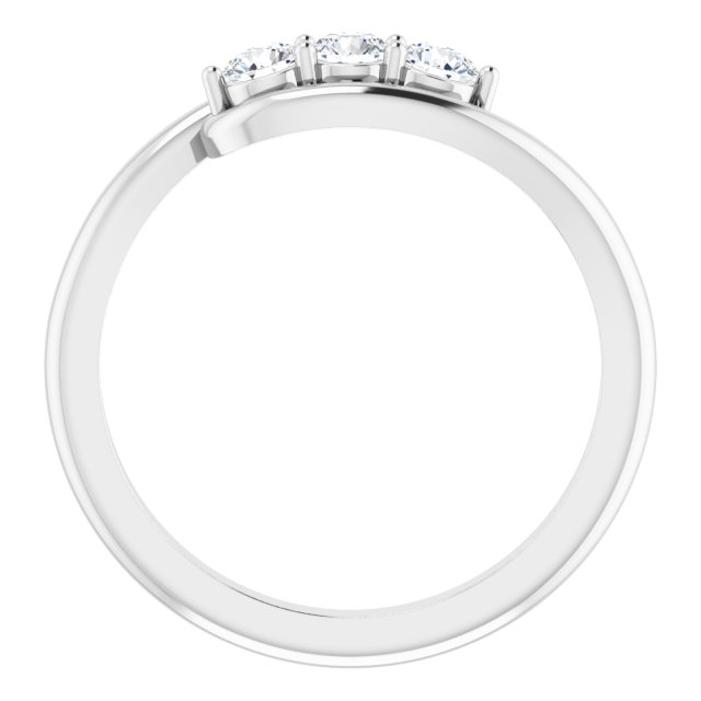 14K White 1/4 CTW Natural Diamond Three-Stone Bypass Ring