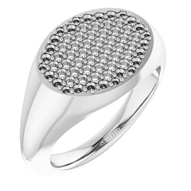 Pave'-Style Cluster Signet Ring