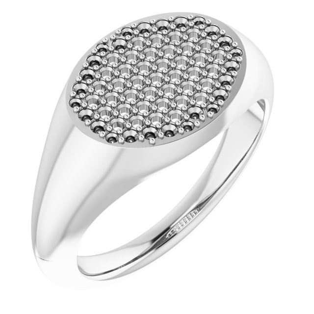 Pave'-Style Cluster Signet Ring