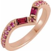 14K Rose Pink Multi-Gemstone V Ring