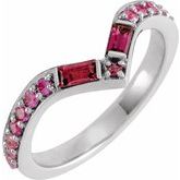 Sterling Silver Pink Multi-Gemstone V Ring
