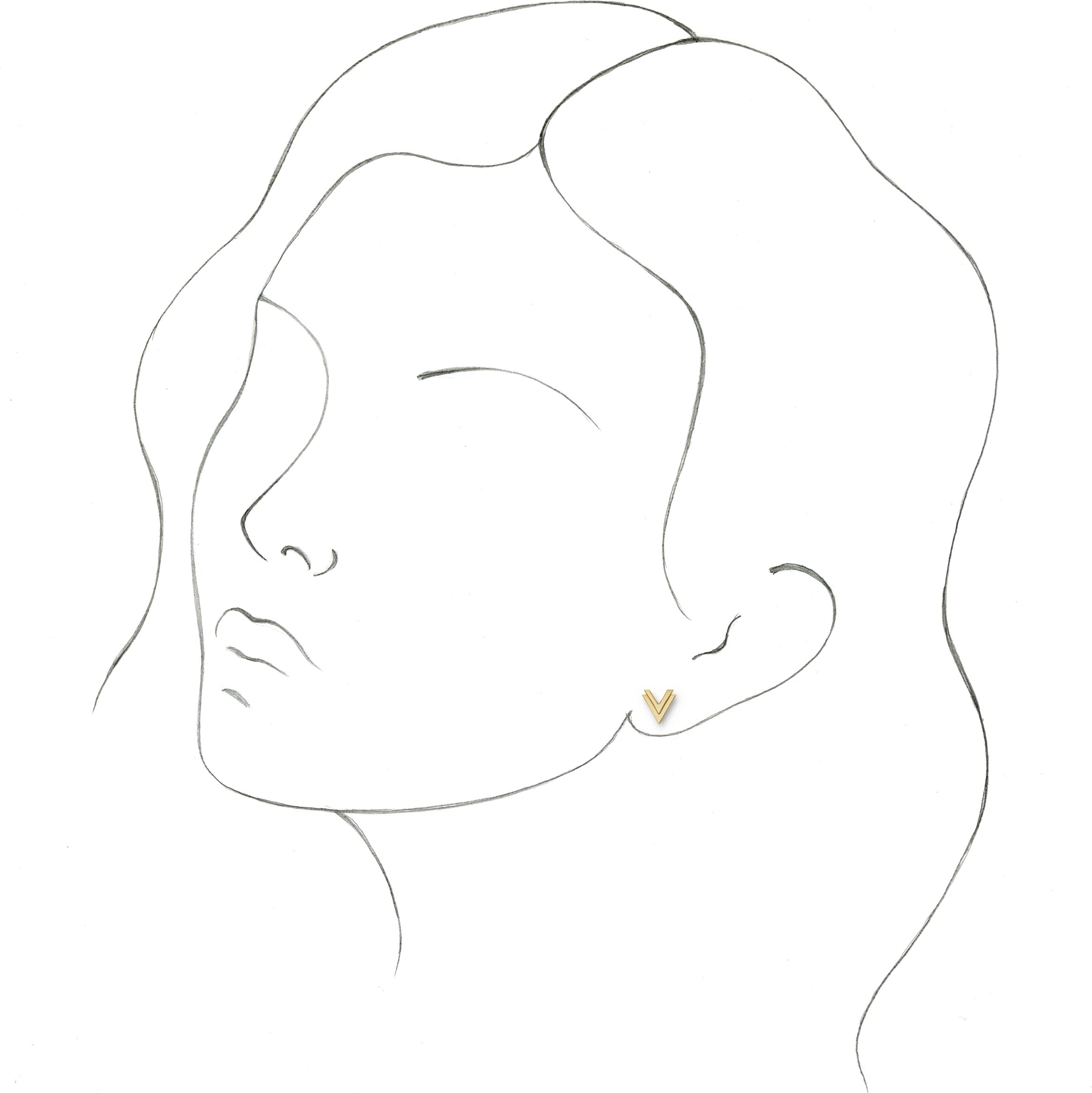 14K Yellow 8 mm Double V Earrings