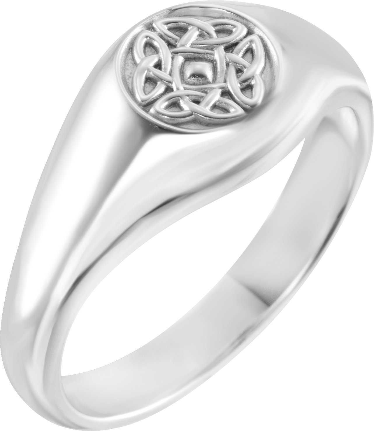 14K White Celtic-Inspired Ring