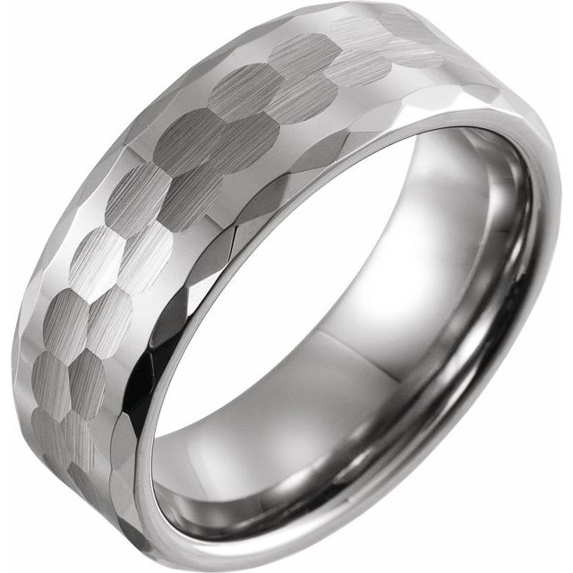 Tungsten 8 mm Faceted Size 10 Band