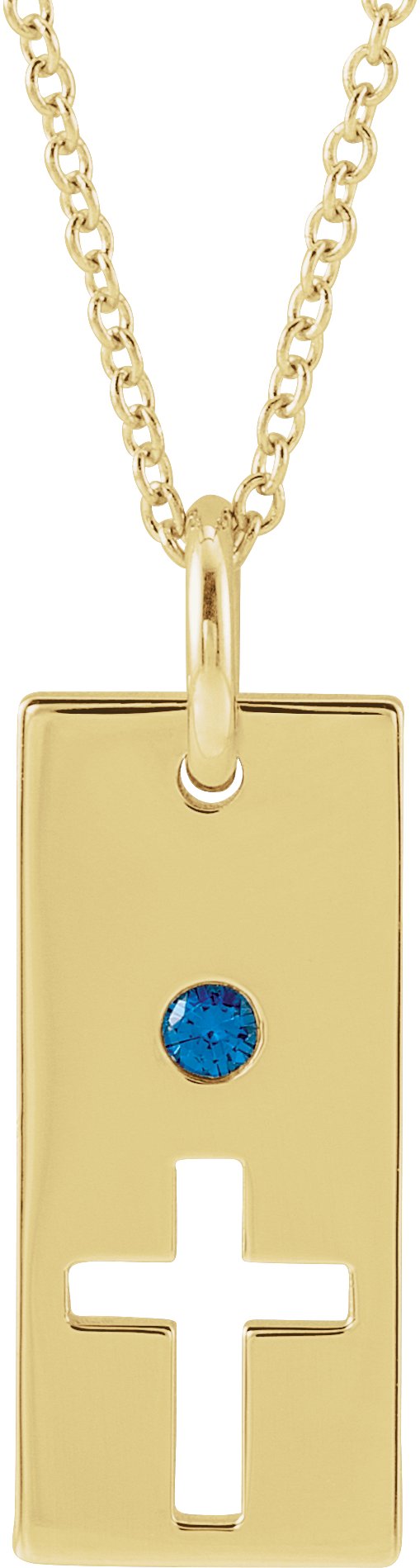 14K Yellow Blue Sapphire Cross Bar 16 18 inch Necklace Ref. 17077749