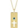 14K Yellow Blue Sapphire Cross Bar 16 18 inch Necklace Ref. 17077749