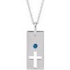 14K White Blue Sapphire Cross Bar 16 18 inch Necklace Ref. 17077748