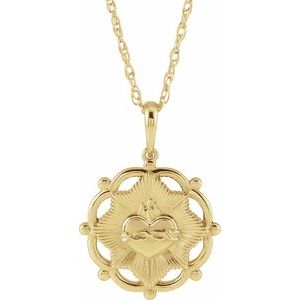 14K Yellow Sacred Heart 18" Necklace