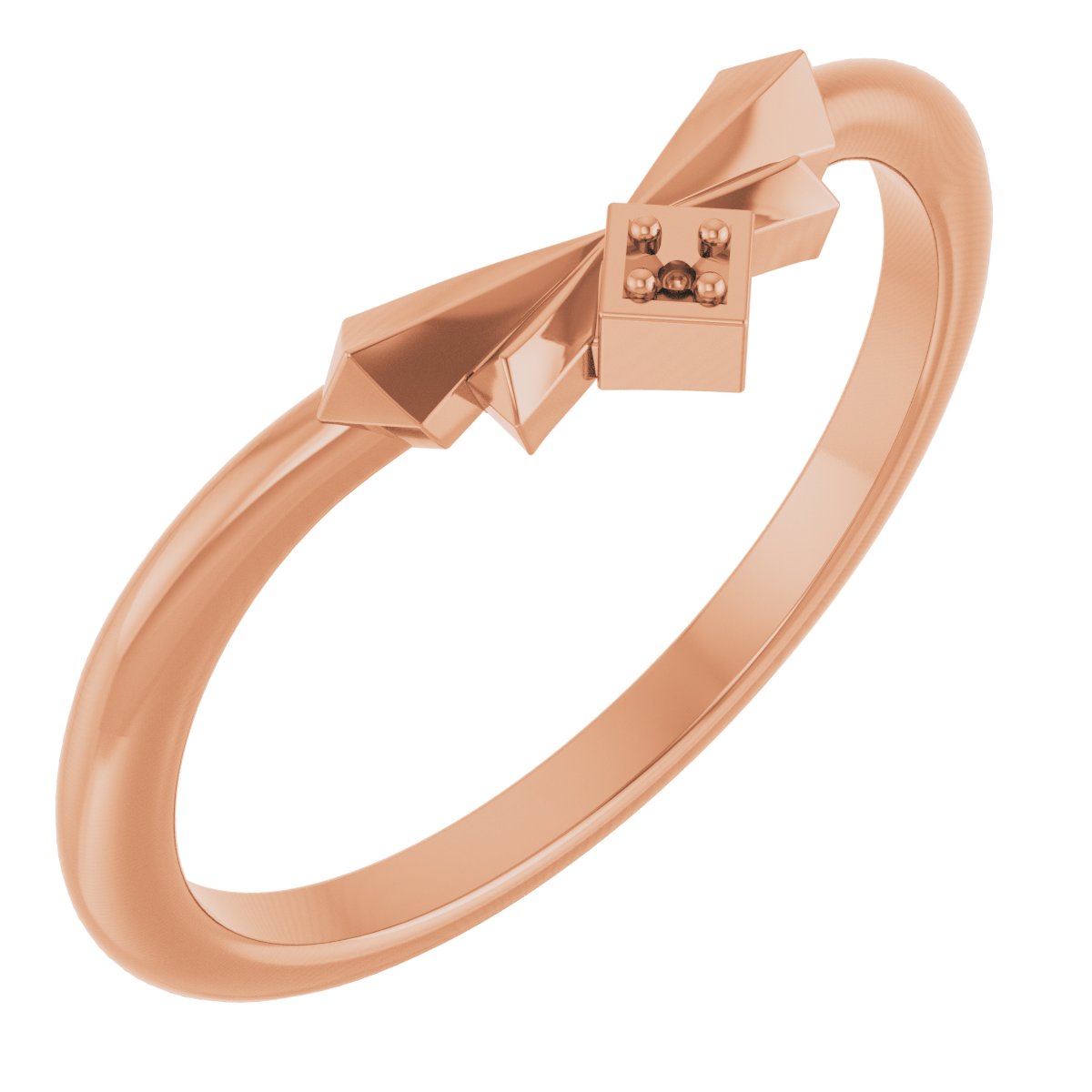 Natural Diamond Accented Contour Band – 14K Rose Gold