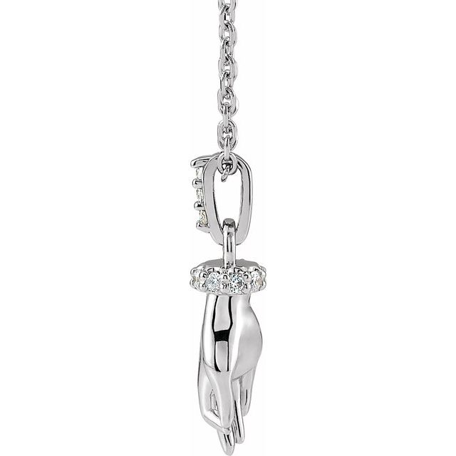 Sterling Silver .05 CTW Natural Diamond Hand of Buddha 16-18