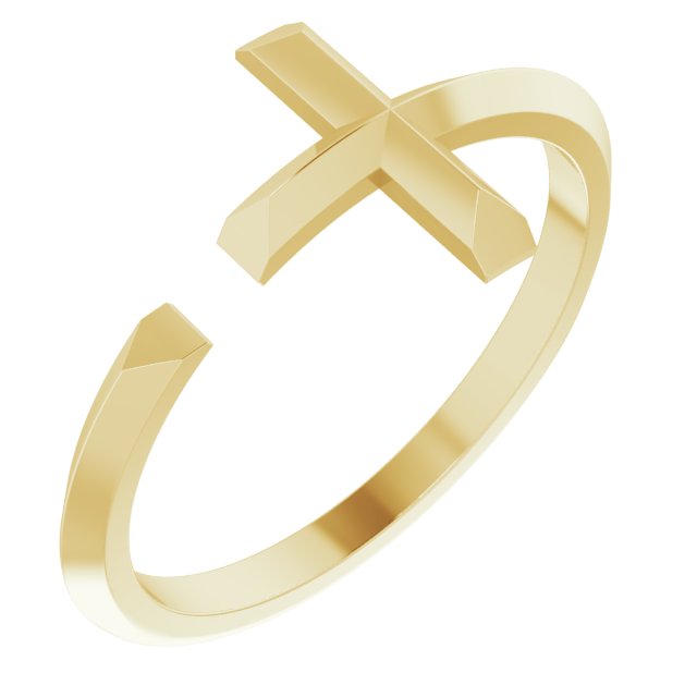 14K Yellow Negative Space Cross Ring