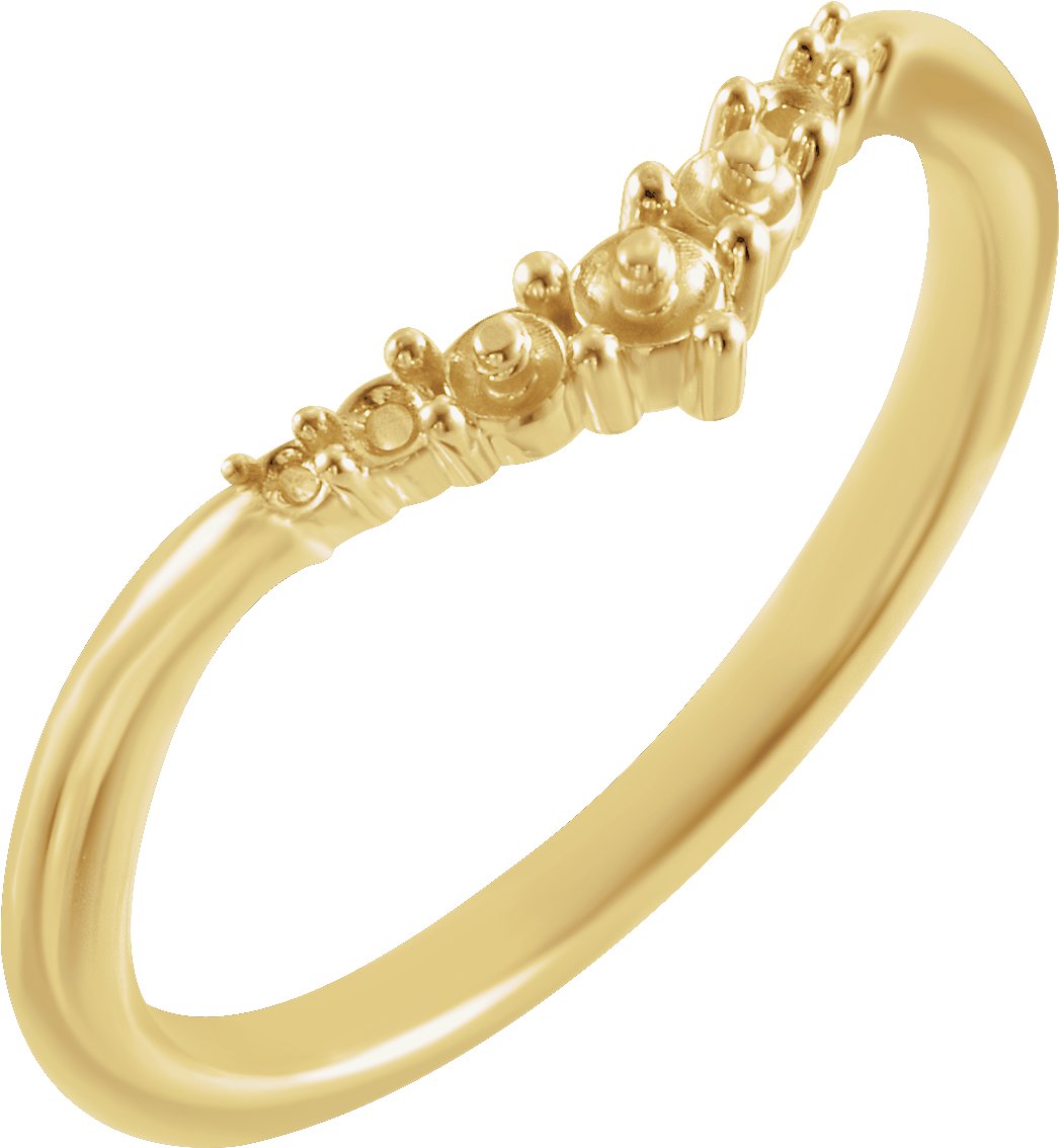 14K Жълто злато Graduated Pearl Contour Халка Монтаж
