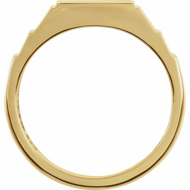 14K Yellow .08 CTW Natural Black Diamond 23.5 mm Geometric Signet Ring