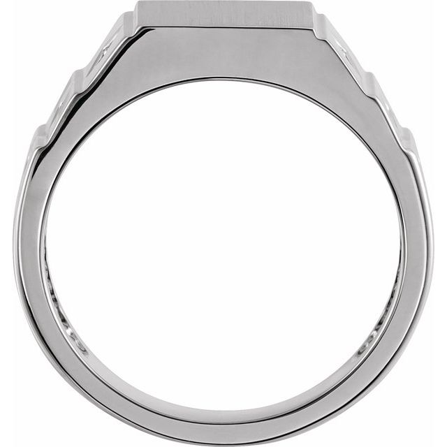 14K White .08 CTW Natural Diamond 23.5 mm Geometric Signet Ring
