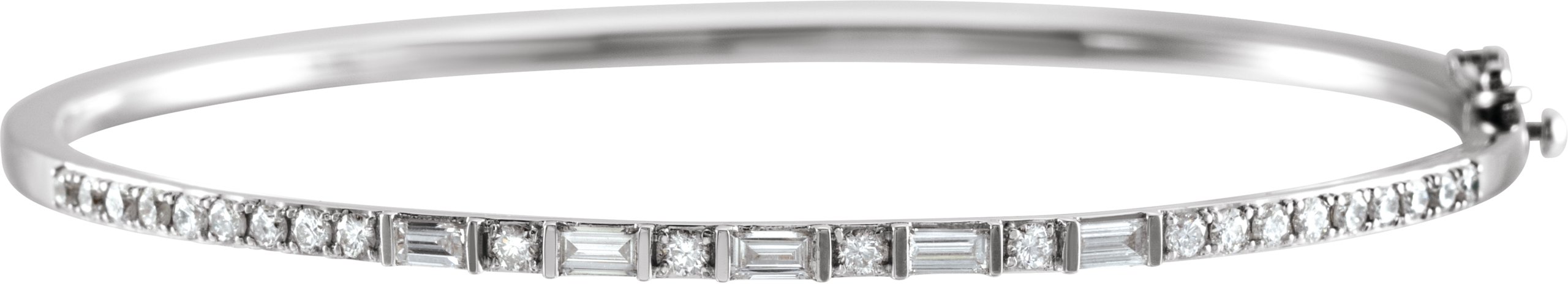 14K White 1 CTW Natural Diamond 7" Bangle Bracelet