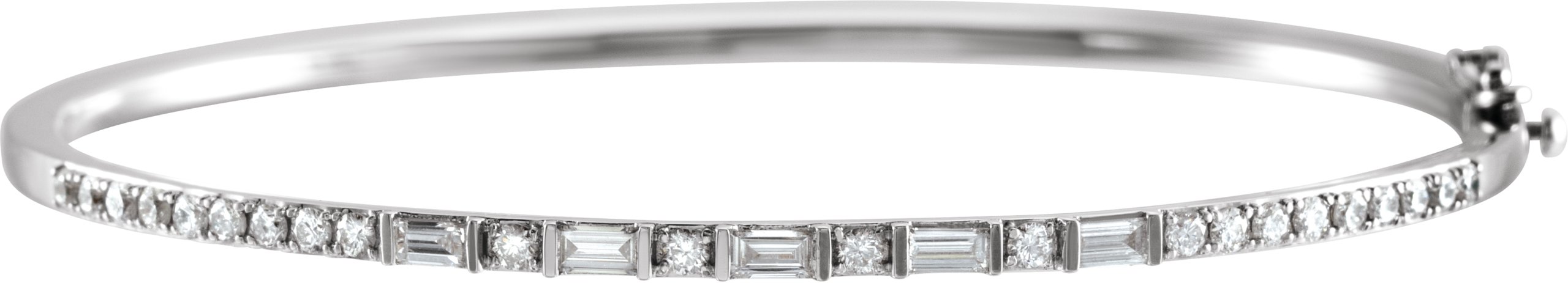 14K White 1 CTW Natural Diamond 7 Bangle Bracelet