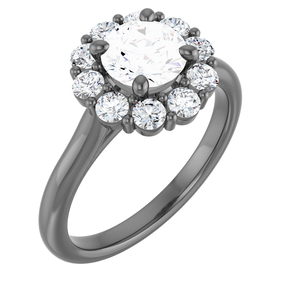 124568 / Engagement Ring / Neosadený / Sterling Silver / round / 5.2 Mm / Polished / Halo-Style Engagement Ring Mounting