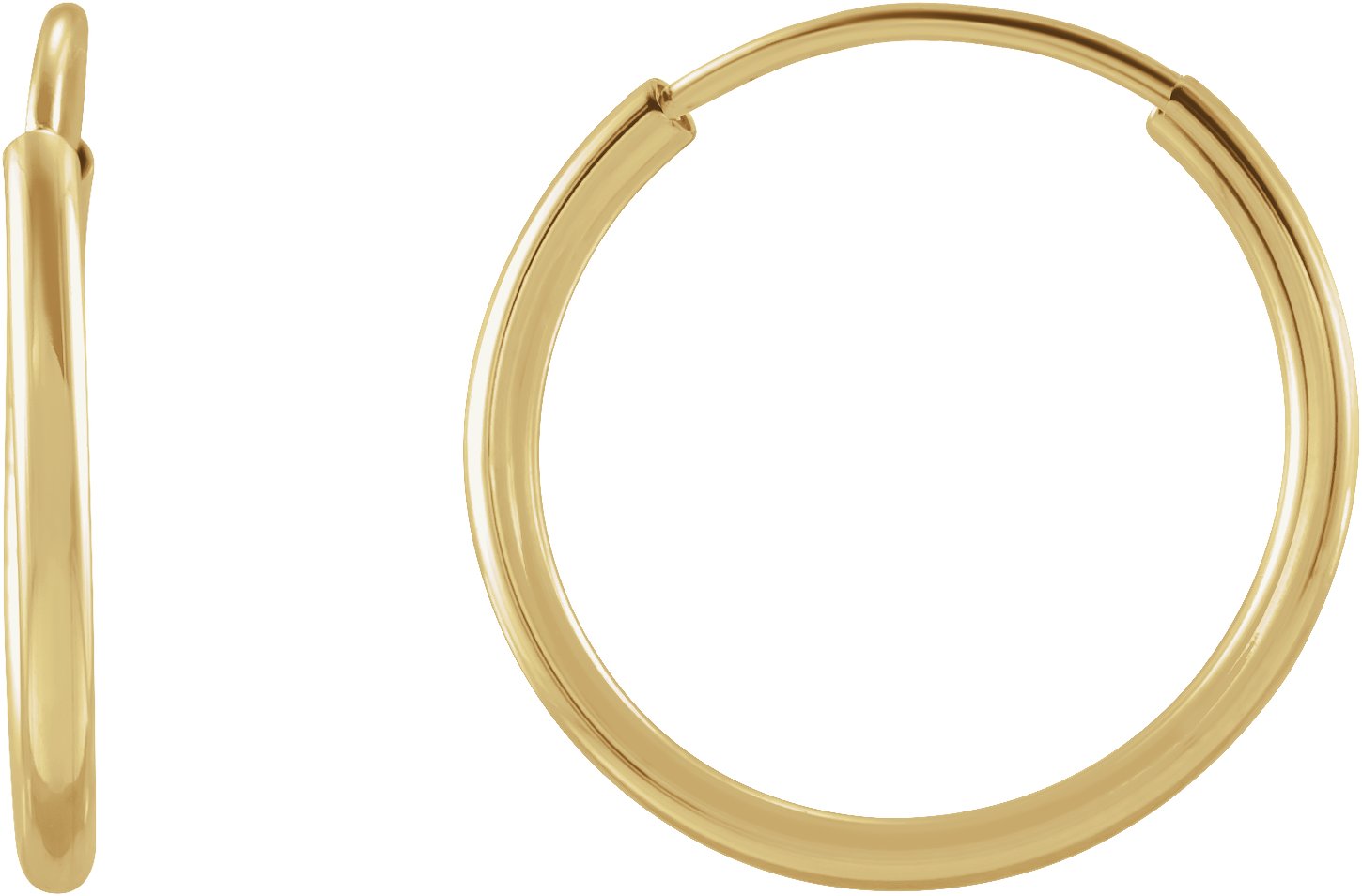 14K Yellow Flexible Endless Tube 12 mm Hoop Earring