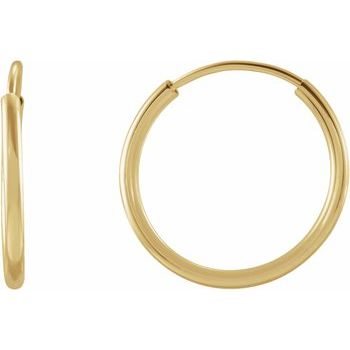 14K Yellow 12 mm Flexible Endless Hoop Earrings Ref. 17110109