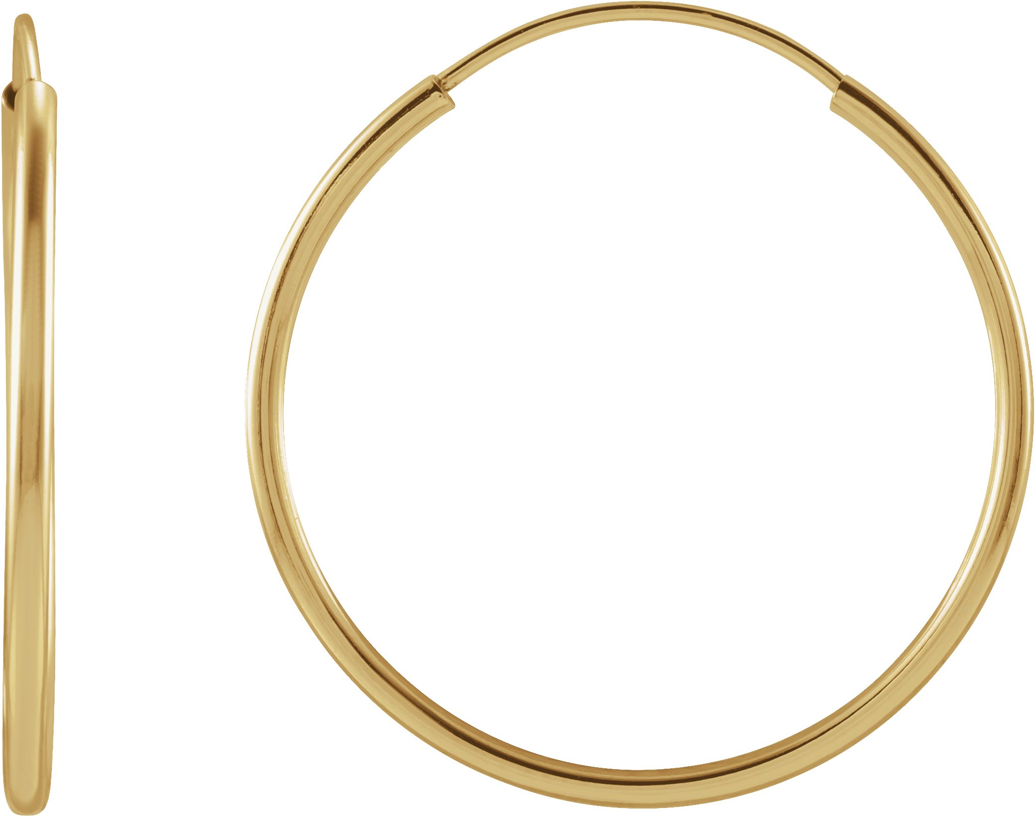 14K Yellow Flexible Endless Tube 20 mm Hoop Earring