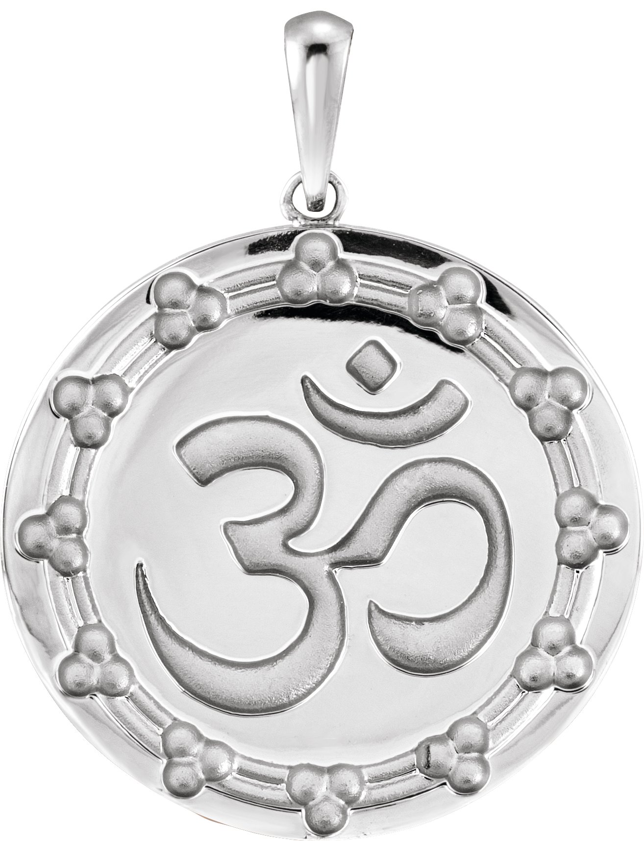 14K White Om Pendant