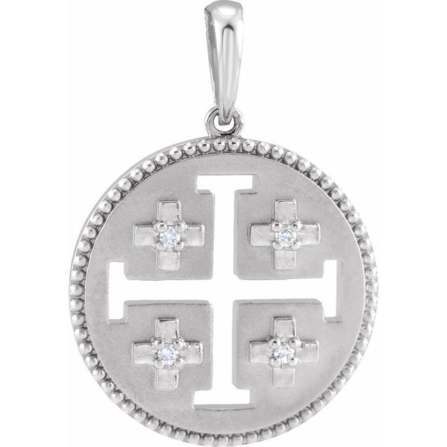 Platinum .025 CTW Natural Diamond Jerusalem Cross Pendant