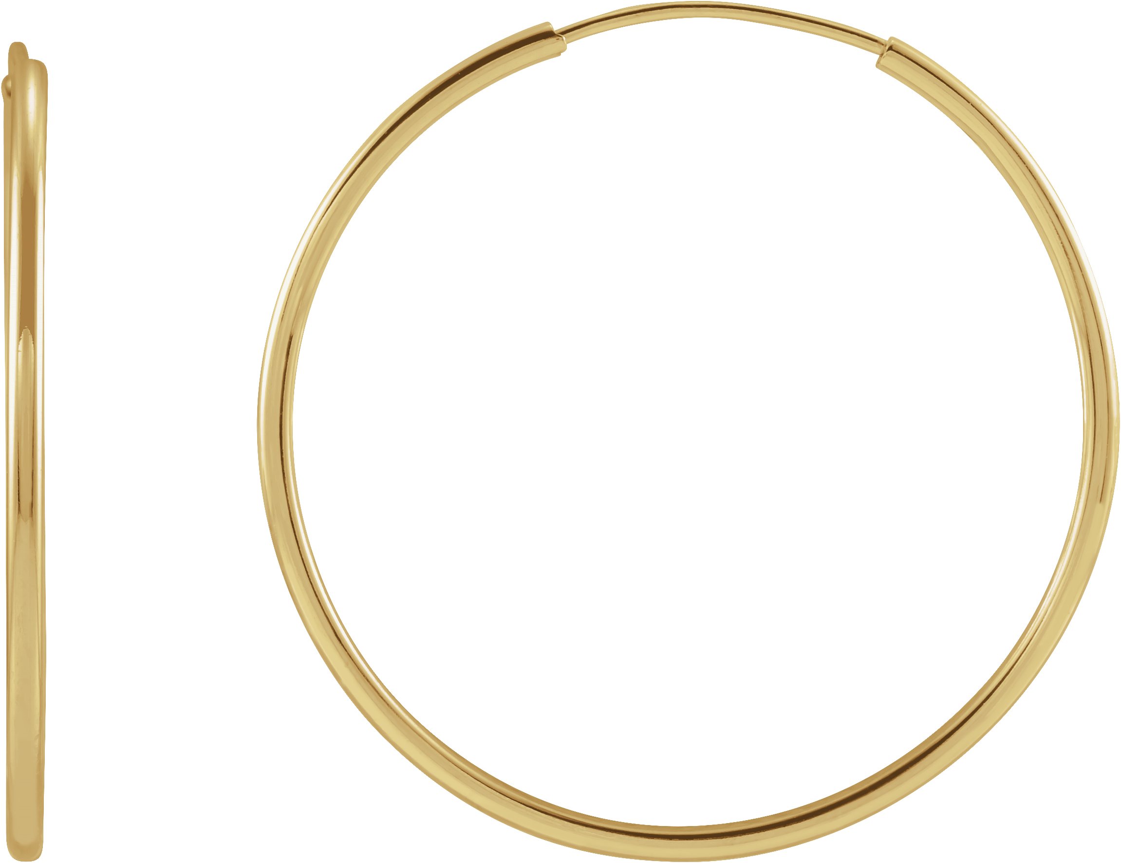 14K Yellow 25 mm Flexible Endless Hoop Earrings Ref 17203096