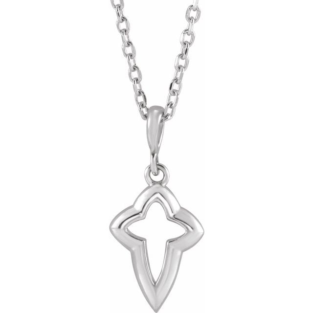 Sterling Silver Petite Open Cross 16-18" Necklace