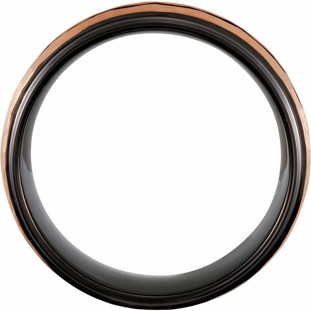 18k Rose Gold PVD & Black PVD Tungsten 8 mm Grooved Size 10 Band