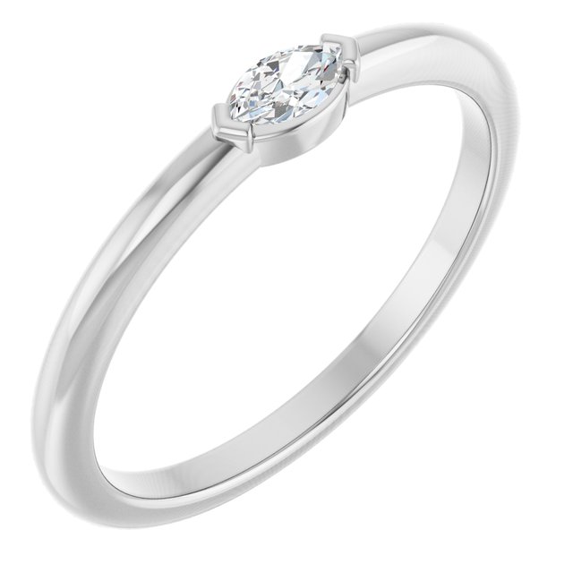 14K White 1/8 CTW Natural Diamond Solitaire Ring